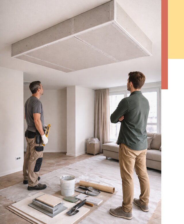 Короб на потолке из гипсокартона в Красноярске от 2235 руб. — монтаж и услуги под ключ | ОТДЕЛОЧНИК-Крс