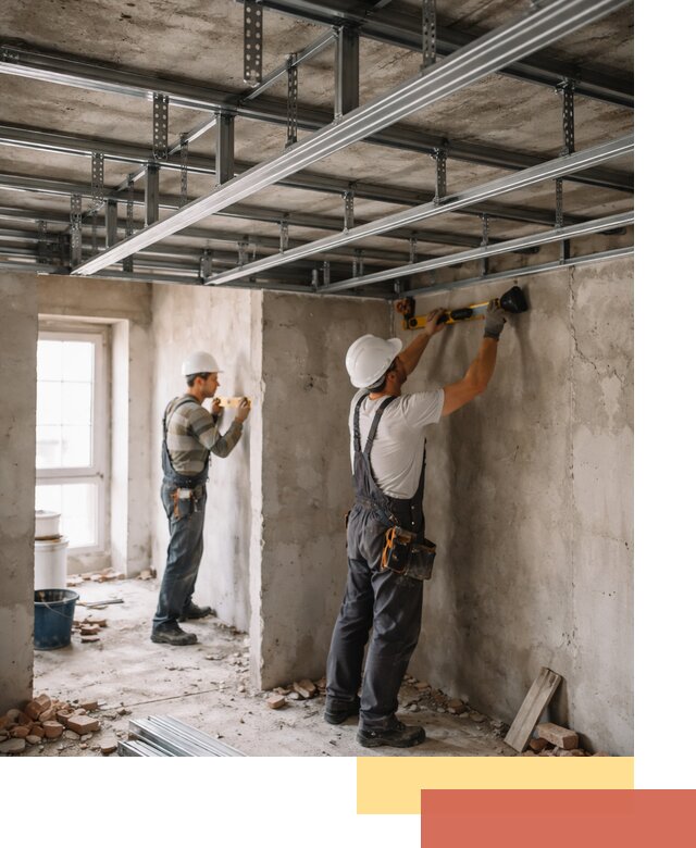 Монтаж каркаса потолка из профильного профиля в Красноярске