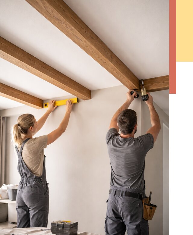 Монтаж декоративных балок на потолок в Красноярске от 4267 руб. — ОТДЕЛОЧНИК-Крс